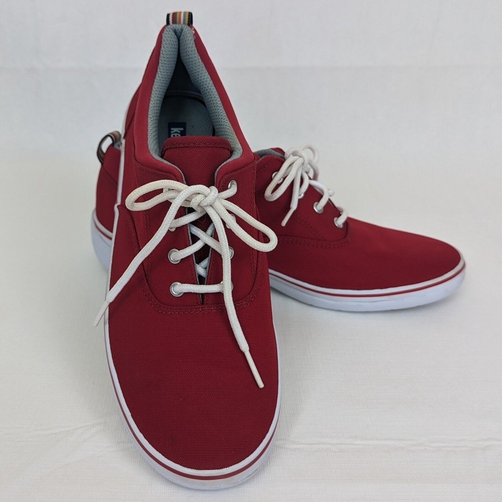 Women's KEDS Lace-Up Red Nylon Canvas Shoes Size 9.5